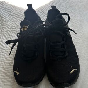 Puma Black Shoes with Gold Details
